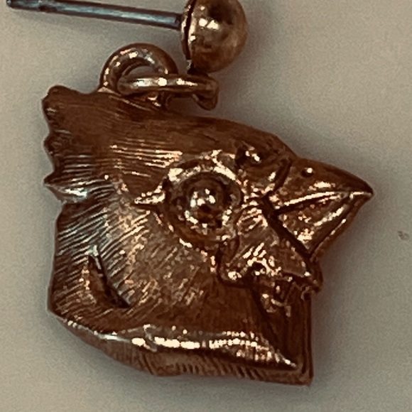 Gold Tone Stud Cardinal Earrings - Picture 7 of 7